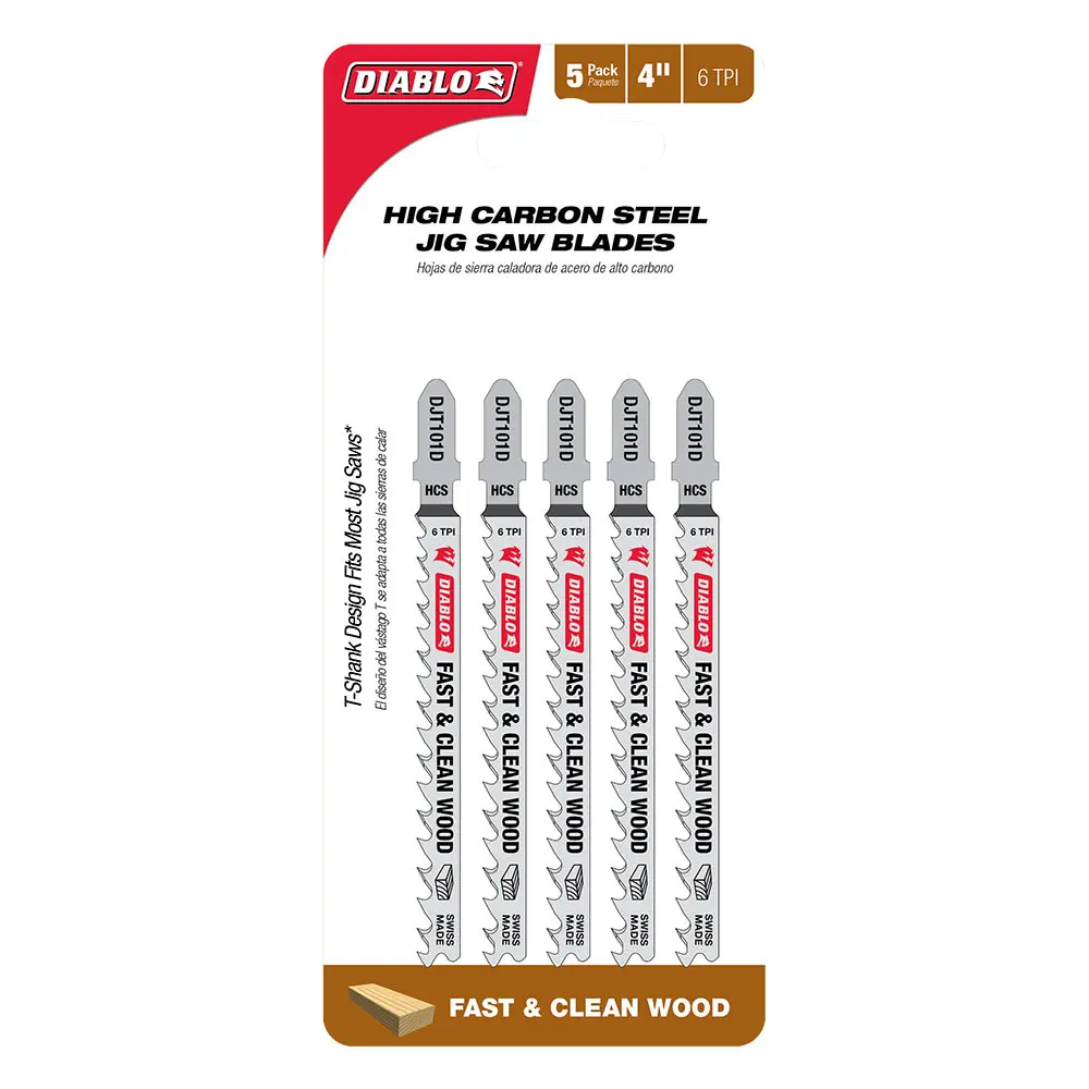 DIABLO 100mm High Carbon Steel Jig Saw Blade For Fast & Clean Woodcuts 5 Piece 2608F02240