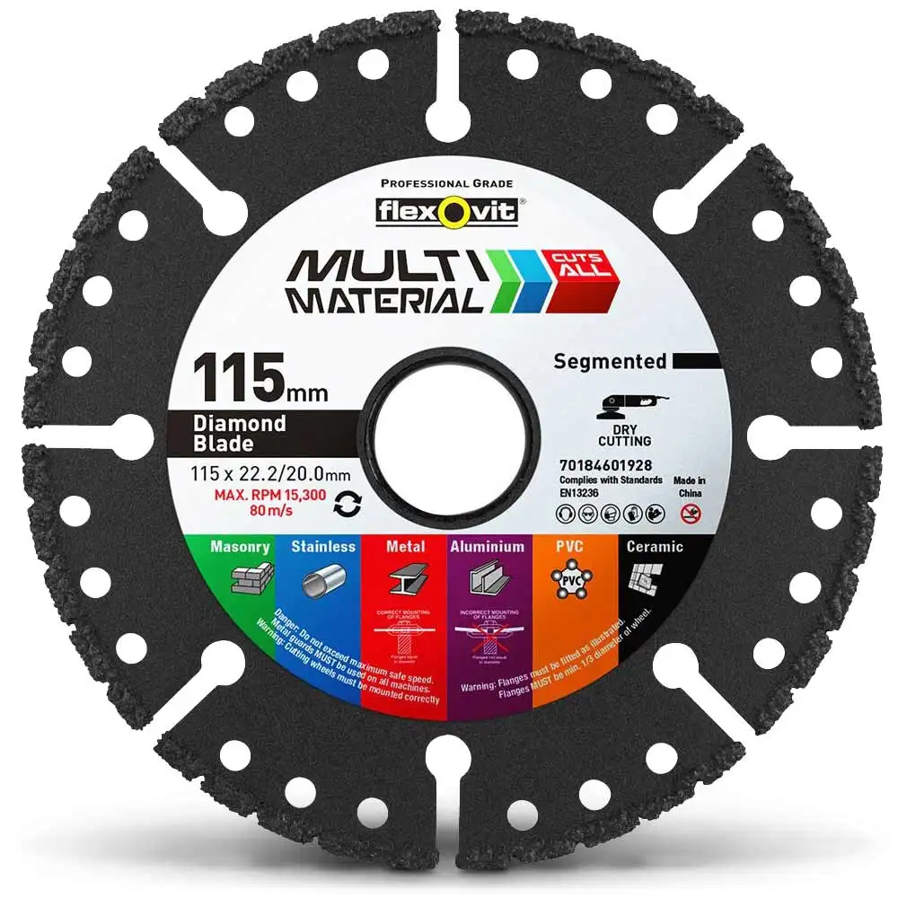 FLEXOVIT 115mm Segmented Diamond Blade for Multi-Purpose Cutting - MULTI-MATERIAL