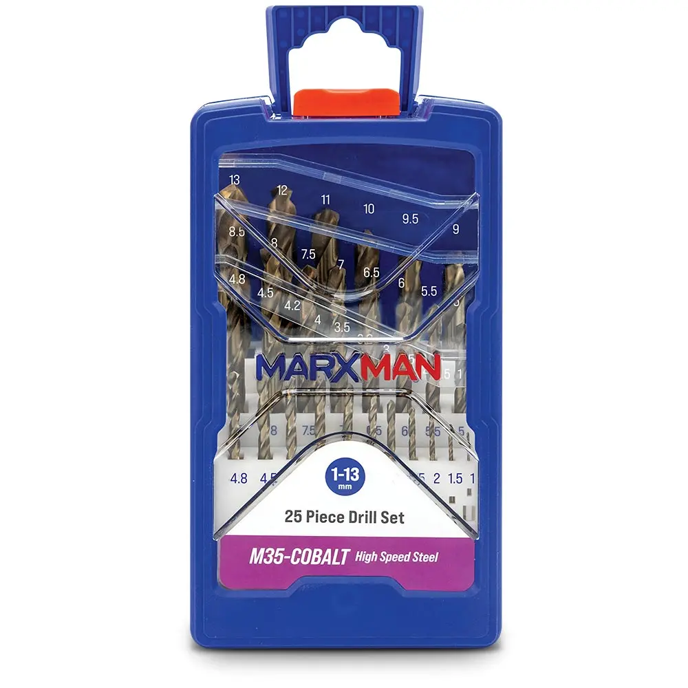 MARXMAN 25 Piece 1-13mm HSS Cobalt Jobber Drill Bit Set MCOBSET25PC