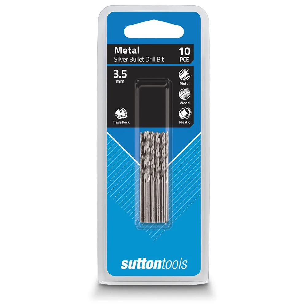 SUTTON 3.5 x 70mm Metal Jobber Drill Bit HSS SILVER BULLET - 10 Piece