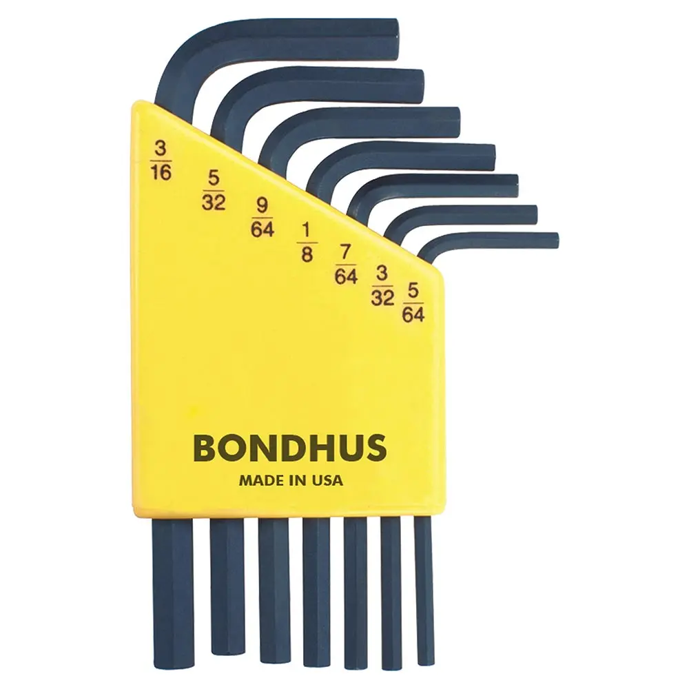 BONDHUS 7 Pce Hex L-Wrench Short 5/64-3/16 BD12245