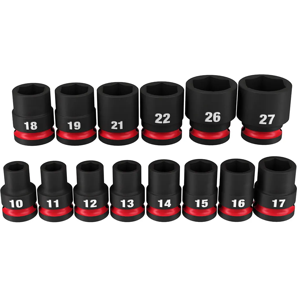 MILWAUKEE 14 Piece 1/2inch Drive 6 Point Shockwave Metric Standard Impact Socket Set 49667013
