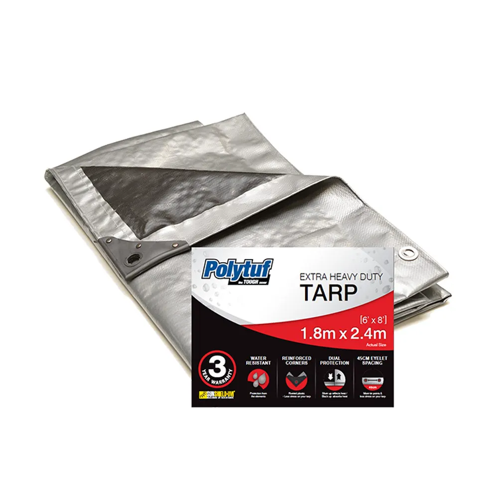 POLYTUF 1.8m x 2.4m Silver Black Heavy Duty Tarp SB68