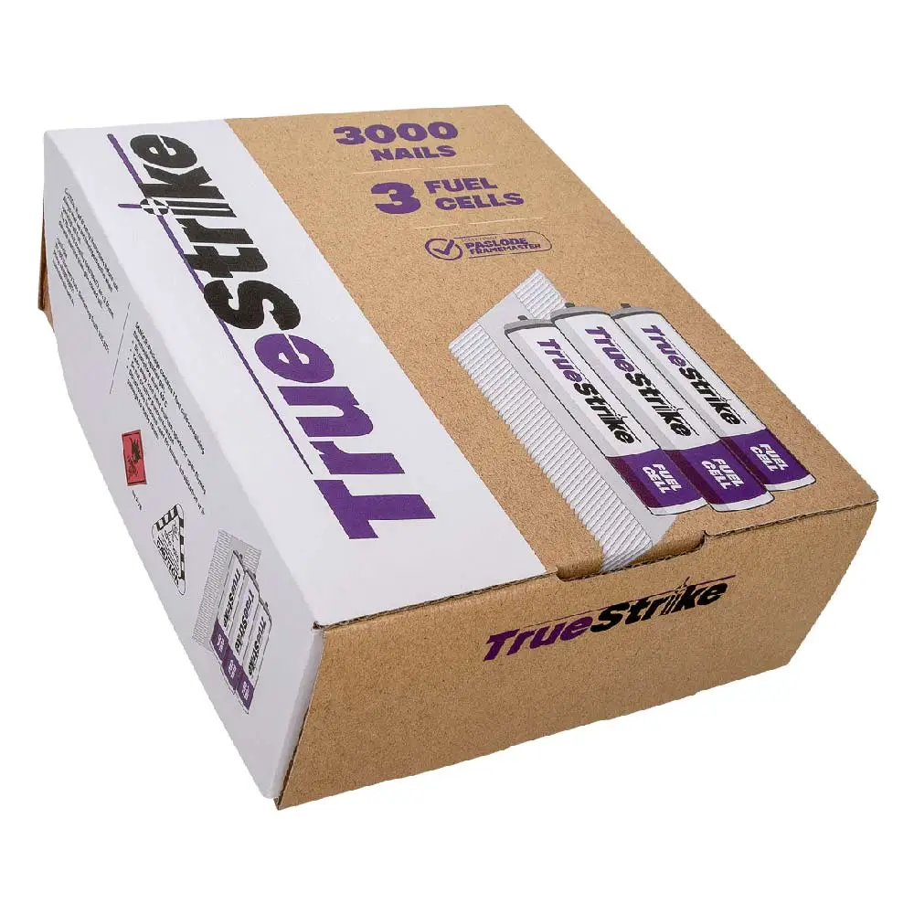 TRUESTRIKE 75 x 3.05mm Hot Dipped Galvanised Finish D-Head Nail with 3 Fuel Cells - 3000 Pack TRU0075G