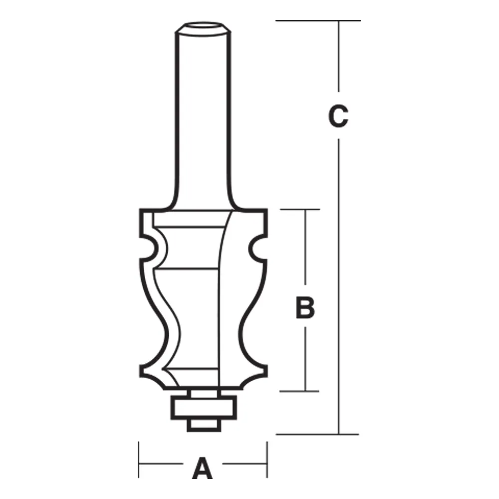 CARBITOOL Router Bit TCT Face Moulding w.Bearing 1.1/8inch -Diameter 1/2inch -Shank TFM 48 B 1/2