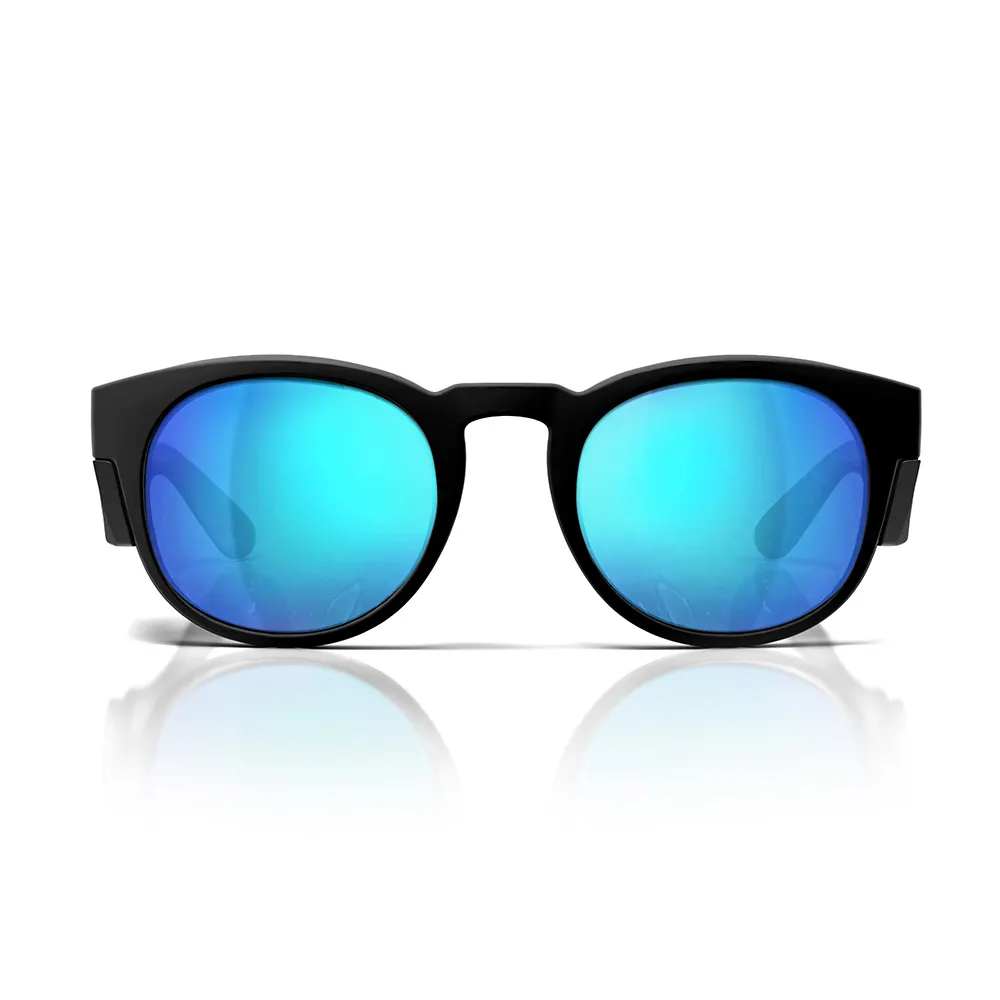 SAFESTYLE Cruisers Matte Black Frame Mirror Blue Polarised Lens UV400 CRMBBP100