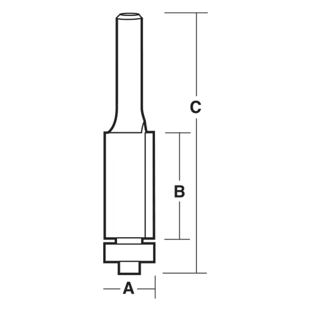 CARBITOOL Router Bit TCT Long Flush Trim w.Bearing 1/2inch -Diameter 1/2inch -Shank TX 8016 B 1/2