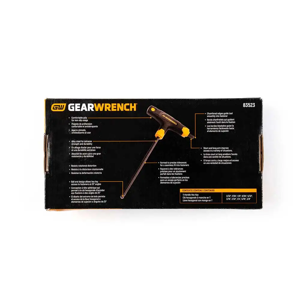 GEARWRENCH 3/32-3/8inch T-Handle A/F B/End Hex Key Set - 8 Piece 83523