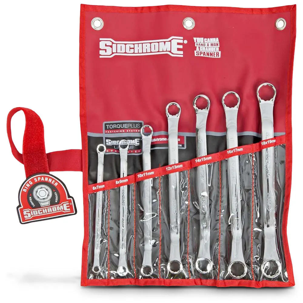 SIDCHROME 7 Pce 6-19mm Metric Ring Spanner Set SCMT21206