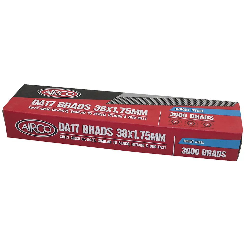 AIRCO DA Series Bright Steel Brad Nails - 38 x 1.8mm BD17380