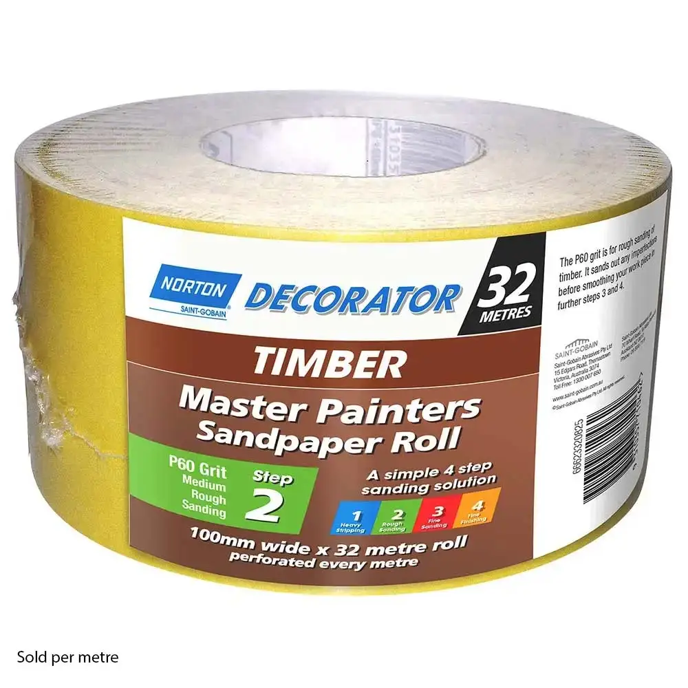 NORTON 100mm x 1m P60 Grit A123 Adalox Roll Sanding Wood 66623320825