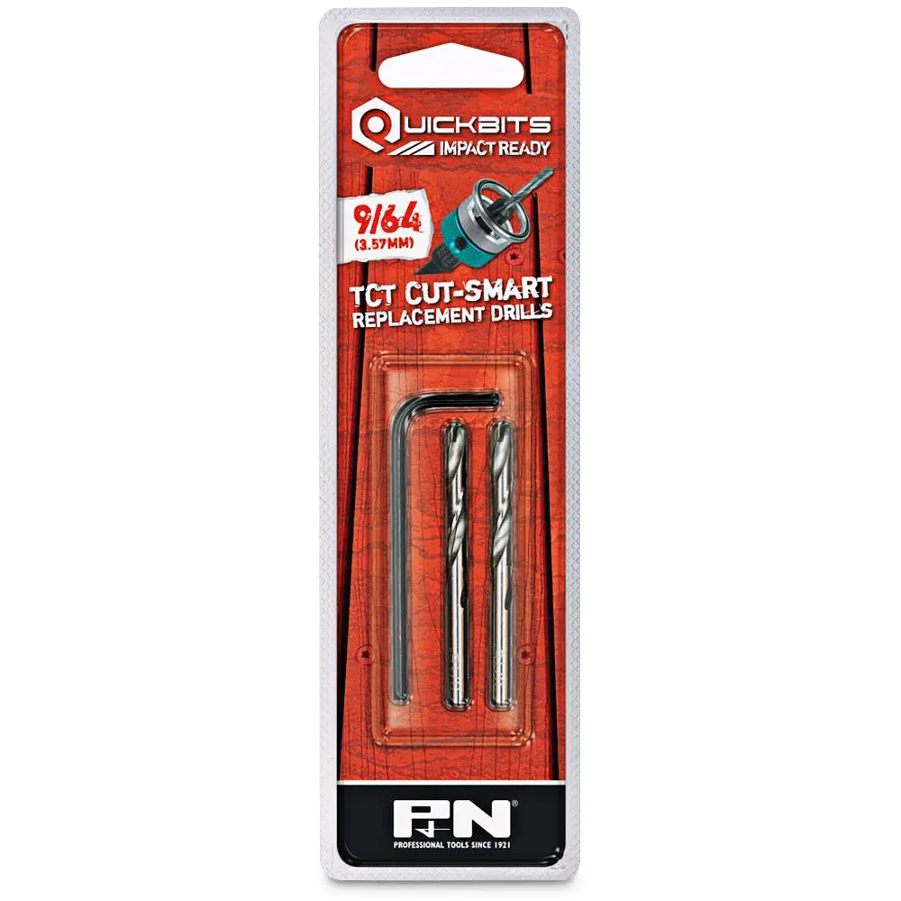 SUTTON QUICKBITS 9/64inch TCT Pilot Drill Bits w. Allen Key - TCT CUT-SMART - 2 Piece