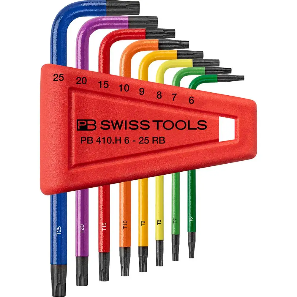 PB SWISS Tx6-Tx25 Long Multi Colour Torx-L Keyset - 8 Piece PB 410.H 6-25 RB