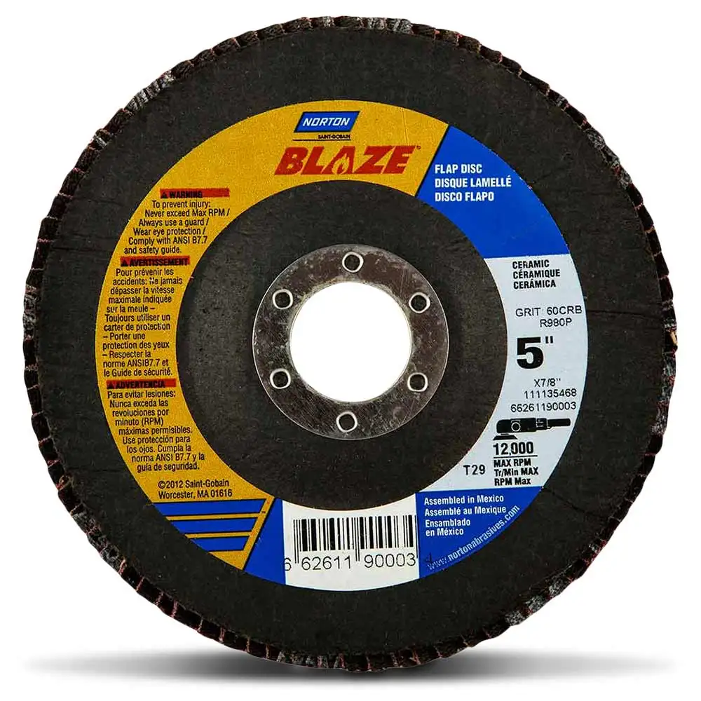 NORTON 125mm 80-Grit Ceramic Angled Flap Disc - BLAZE