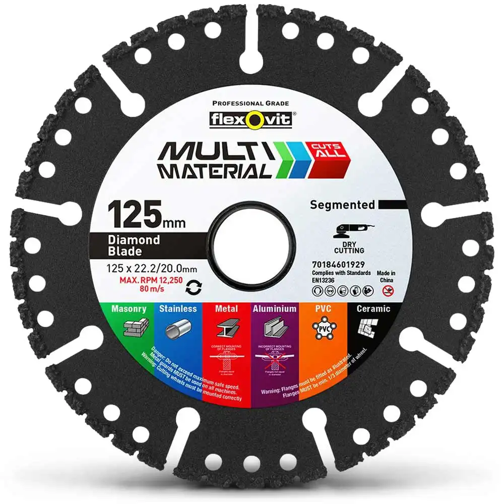 FLEXOVIT 125mm Segmented Diamond Blade for Multi-Purpose Cutting - MULTI-MATERIAL
