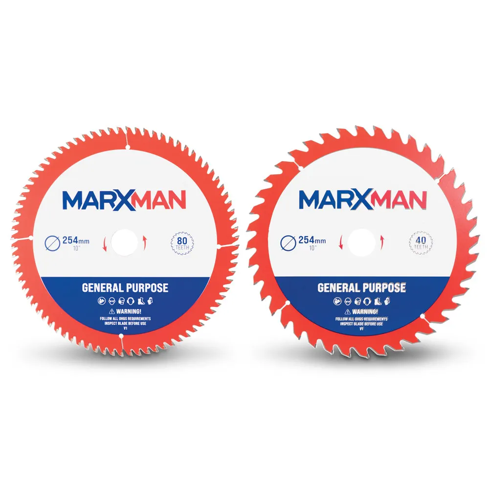 MARXMAN 254x30mm 40T/80T TCT Wood Circular Saw Blade Set - 2 Piece MMCSS2554080