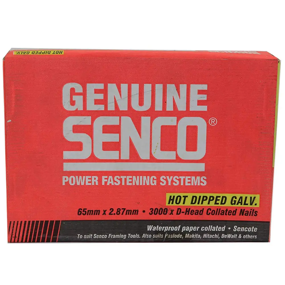 SENCO 34° Hot Dipped Galvanised Framing Nails - 65mm Box of 3000 GC25ASB