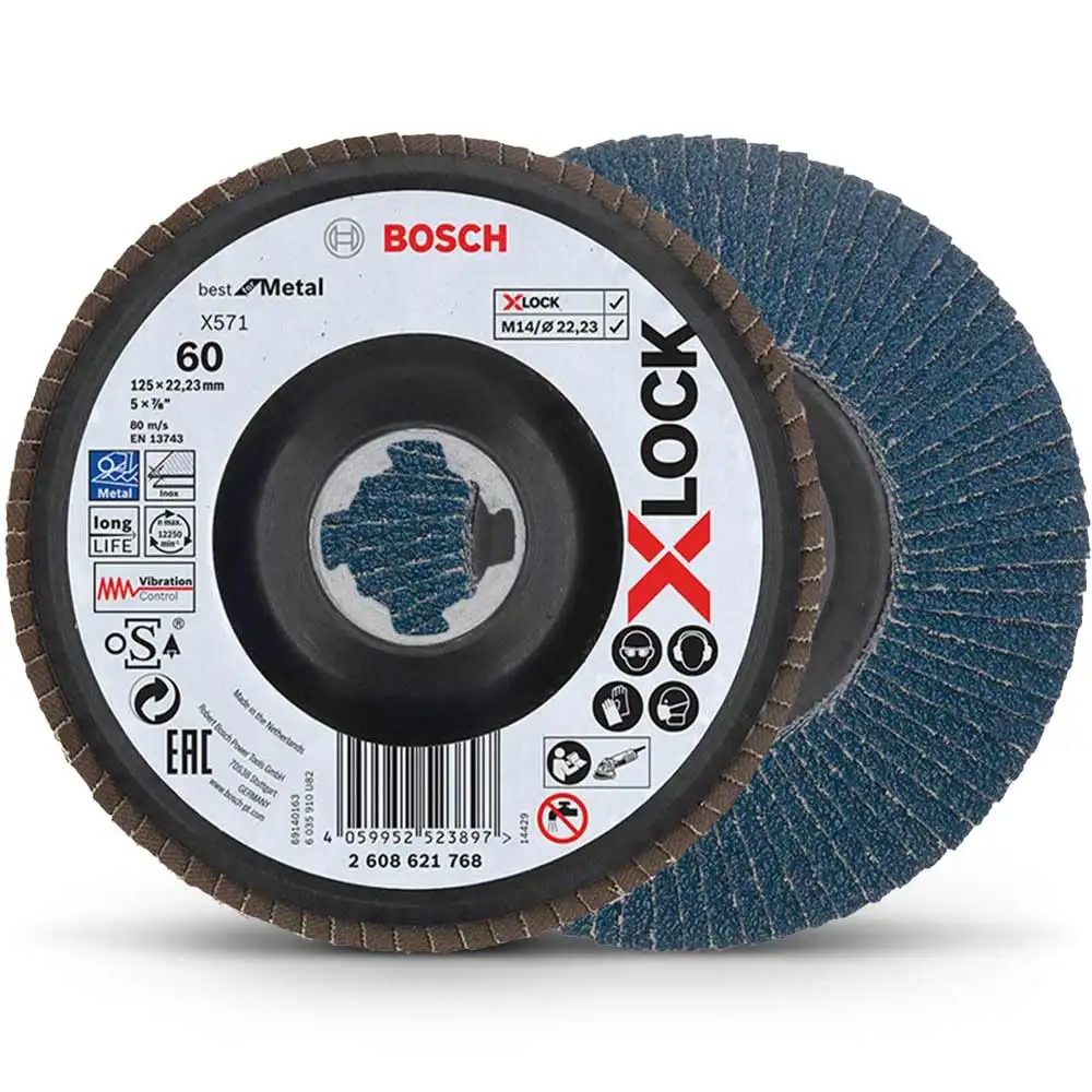 BOSCH X-LOCK 125mm 60-Grit Zirconia Angled Flap Disc - BEST for METAL