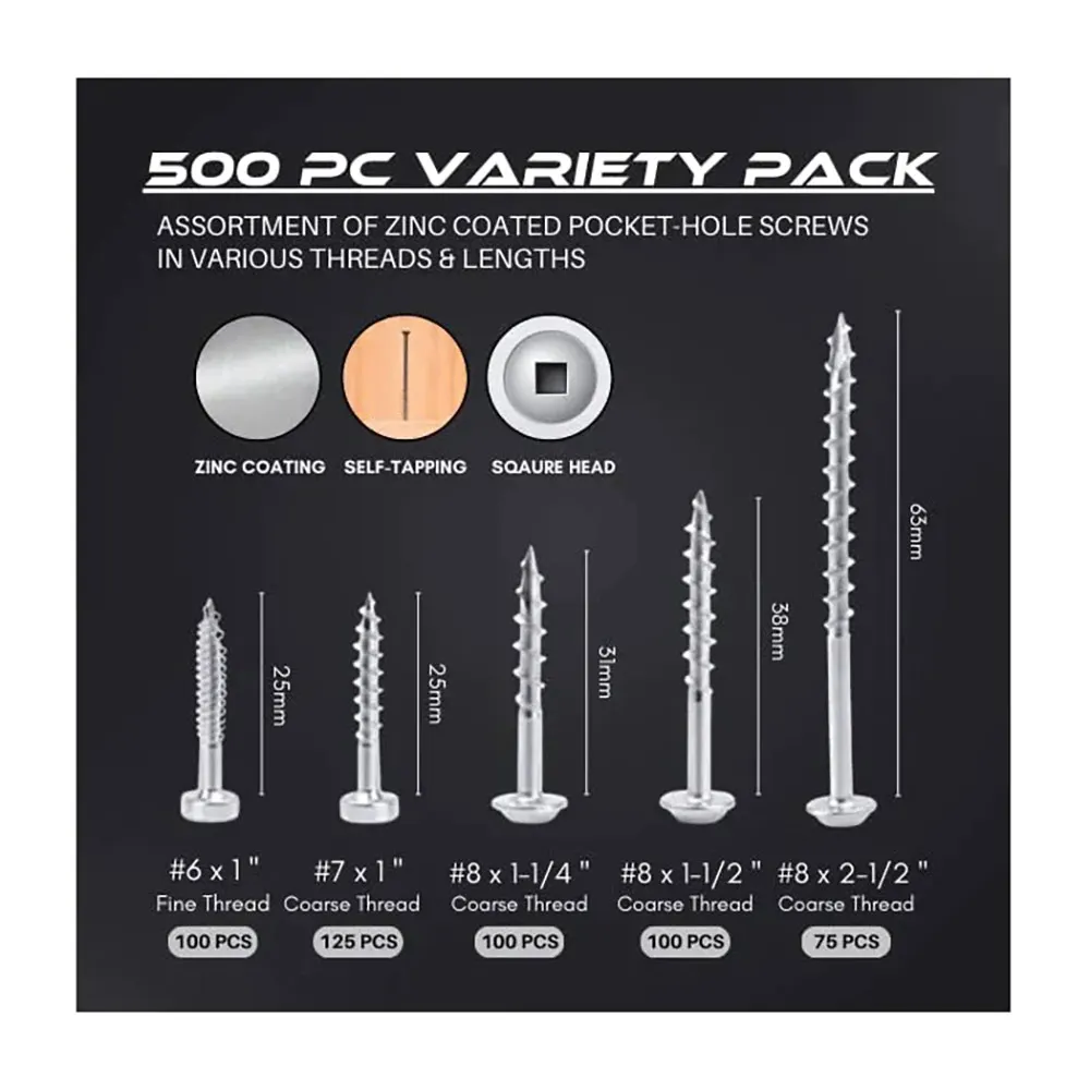 MASSCA Pocket-Hole Screw Kit - 500 Piece MASX002L7YAIJ