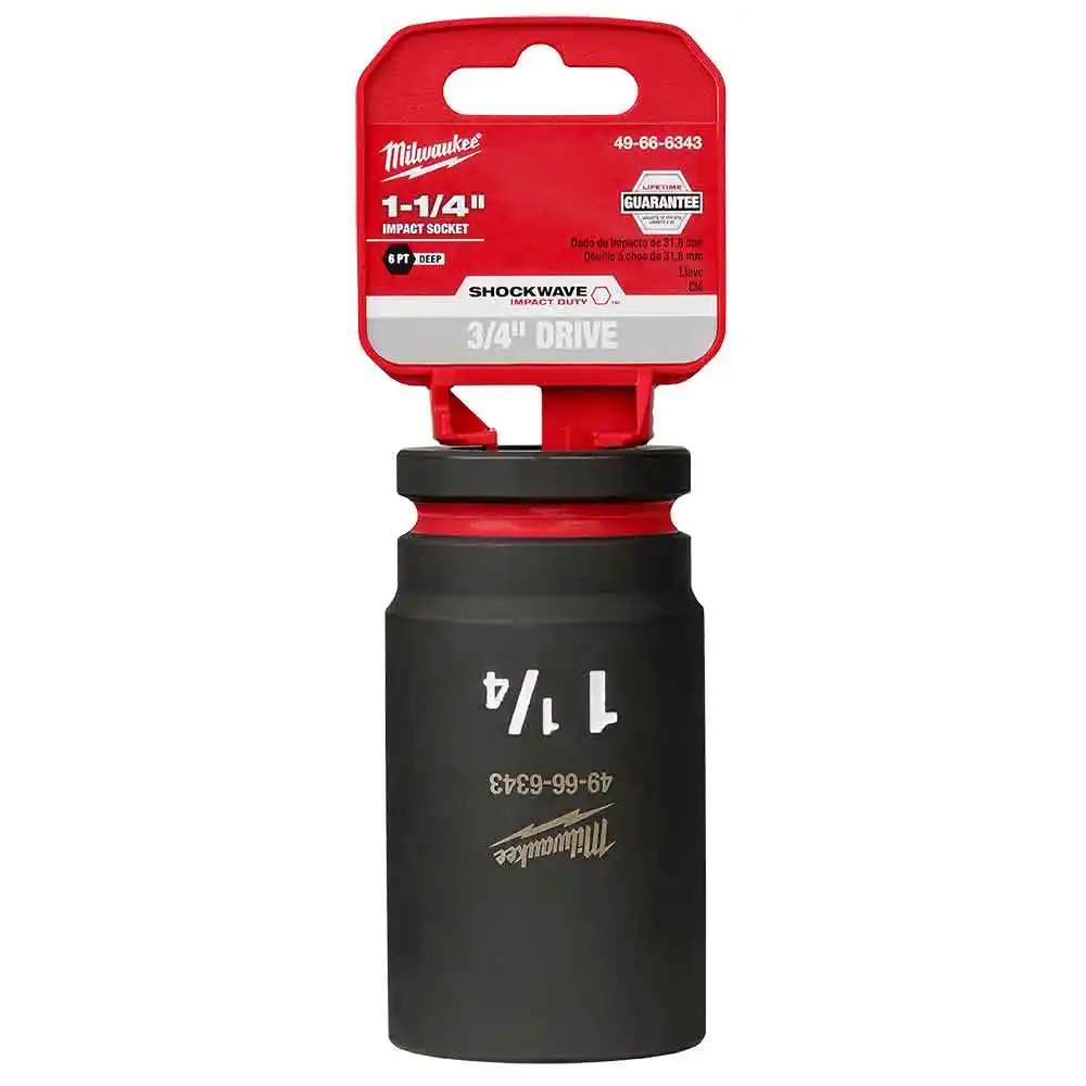 MILWAUKEE SHOCKWAVE 3/4" Drive 1-1/4" Deep 6 Point Impact Socket 49666343