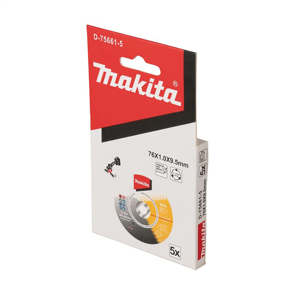 MAKITA 76mm x 3/8 x 1mm Cut-Off Wheel Inox - 5 Piece D-75661-5