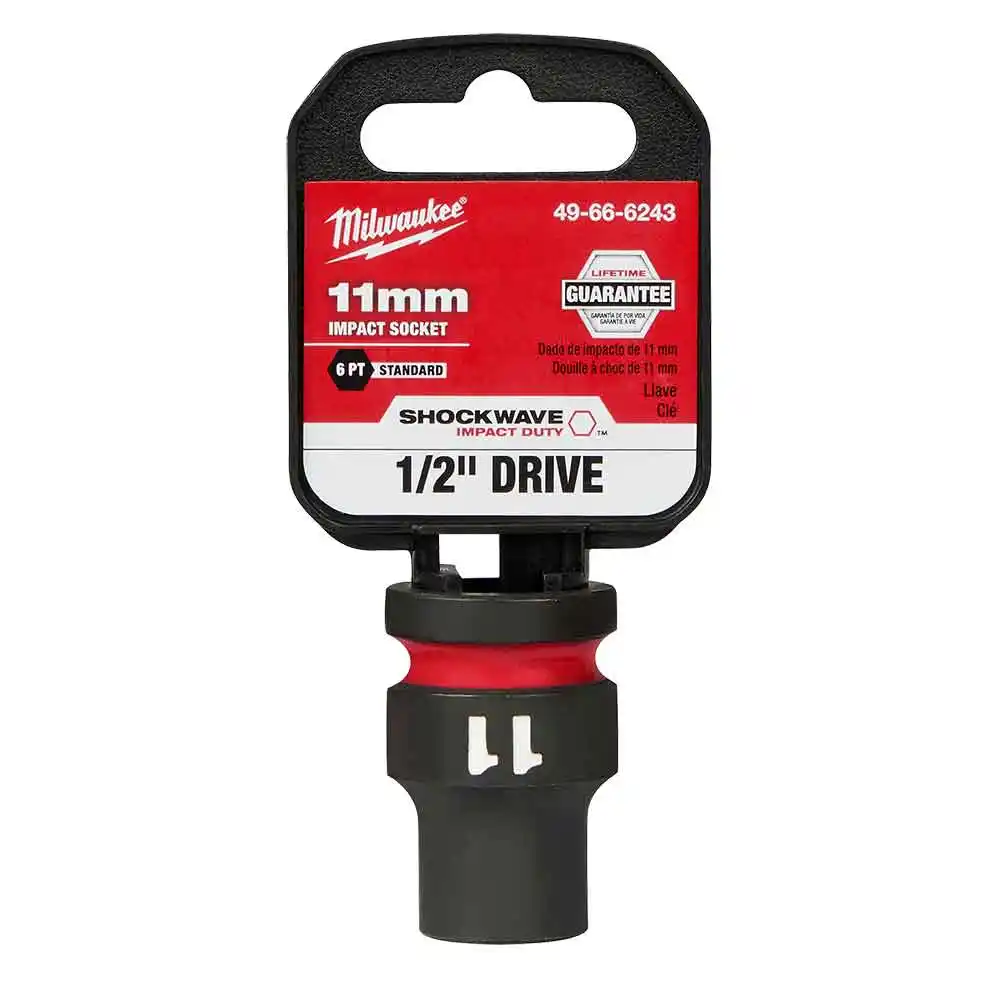 MILWAUKEE SHOCKWAVE 1/2" Drive 11mm Standard 6 Point Impact Socket 49666243
