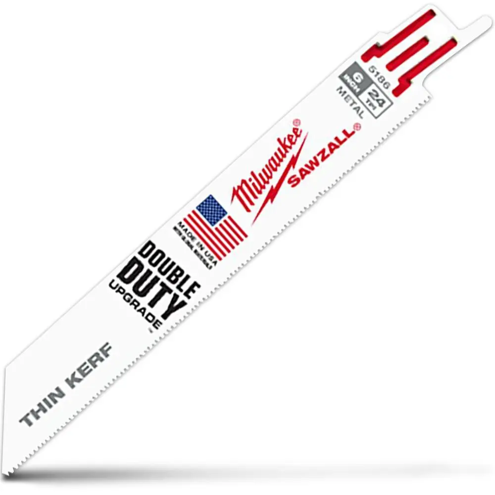 MILWAUKEE 150mm 24TPI Bi-Metal Reciprocating Saw Blade for Metal Cutting - THIN KERF - 5 Piece 48005186