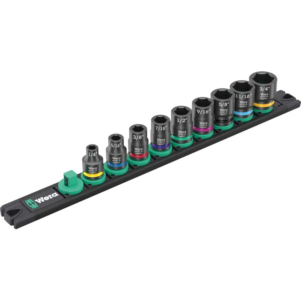 WERA 9608 3/8inch Drive Magnetic Rail Impact Socket Set - 9 Piece WER005452