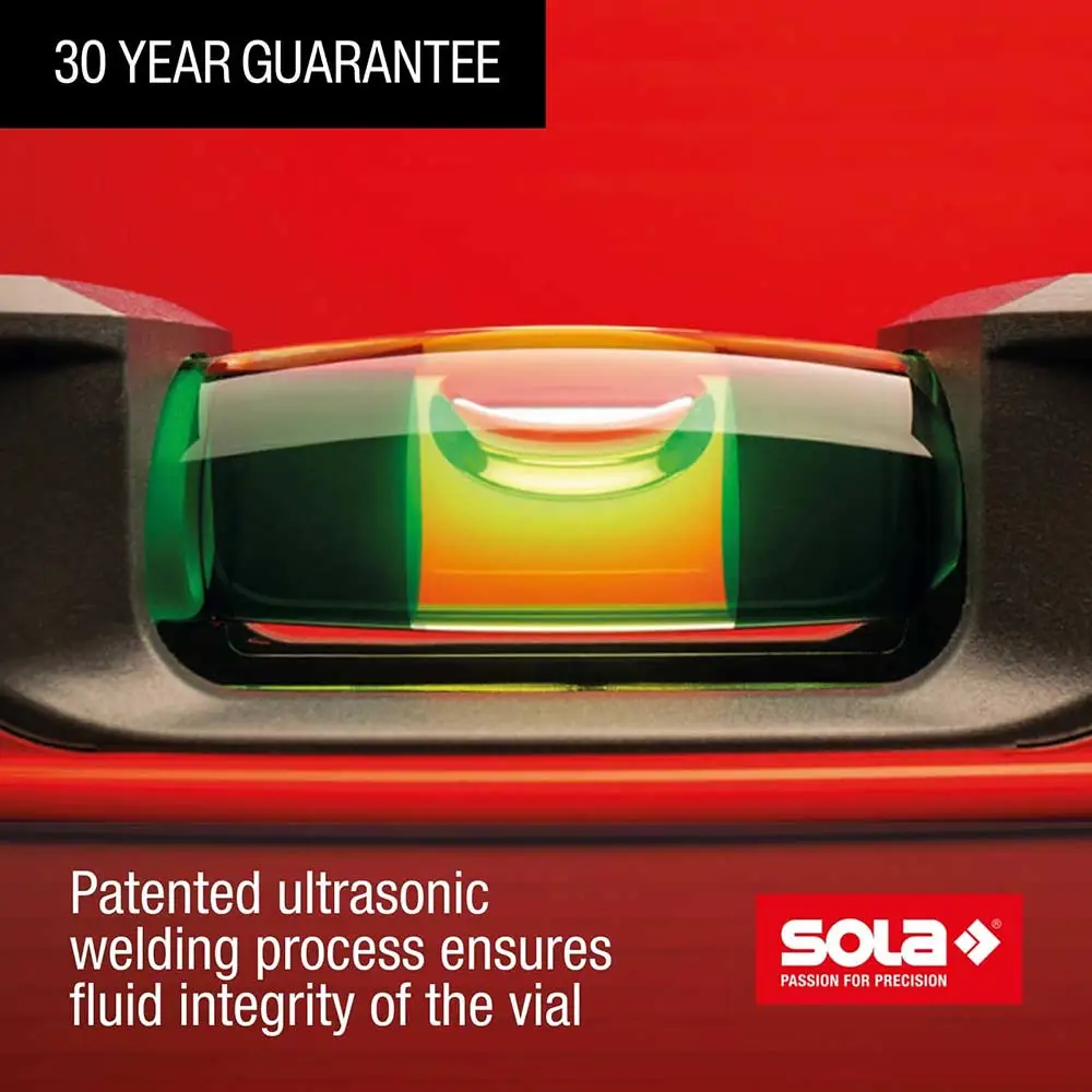 SOLA 600mm 3 Vials Spirit Level Box - Red 01214801