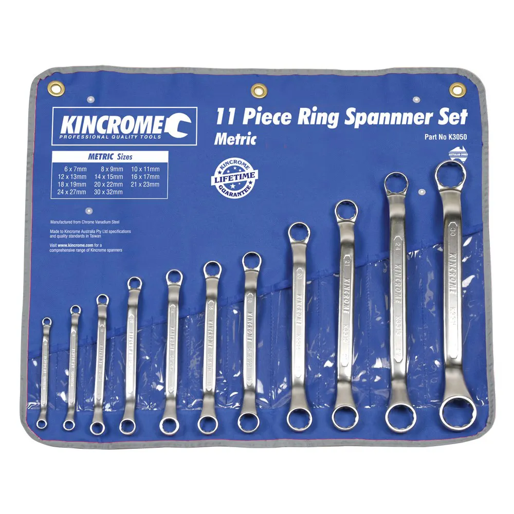 KINCROME 11 Piece Ring Spanner Set - Metric K3050
