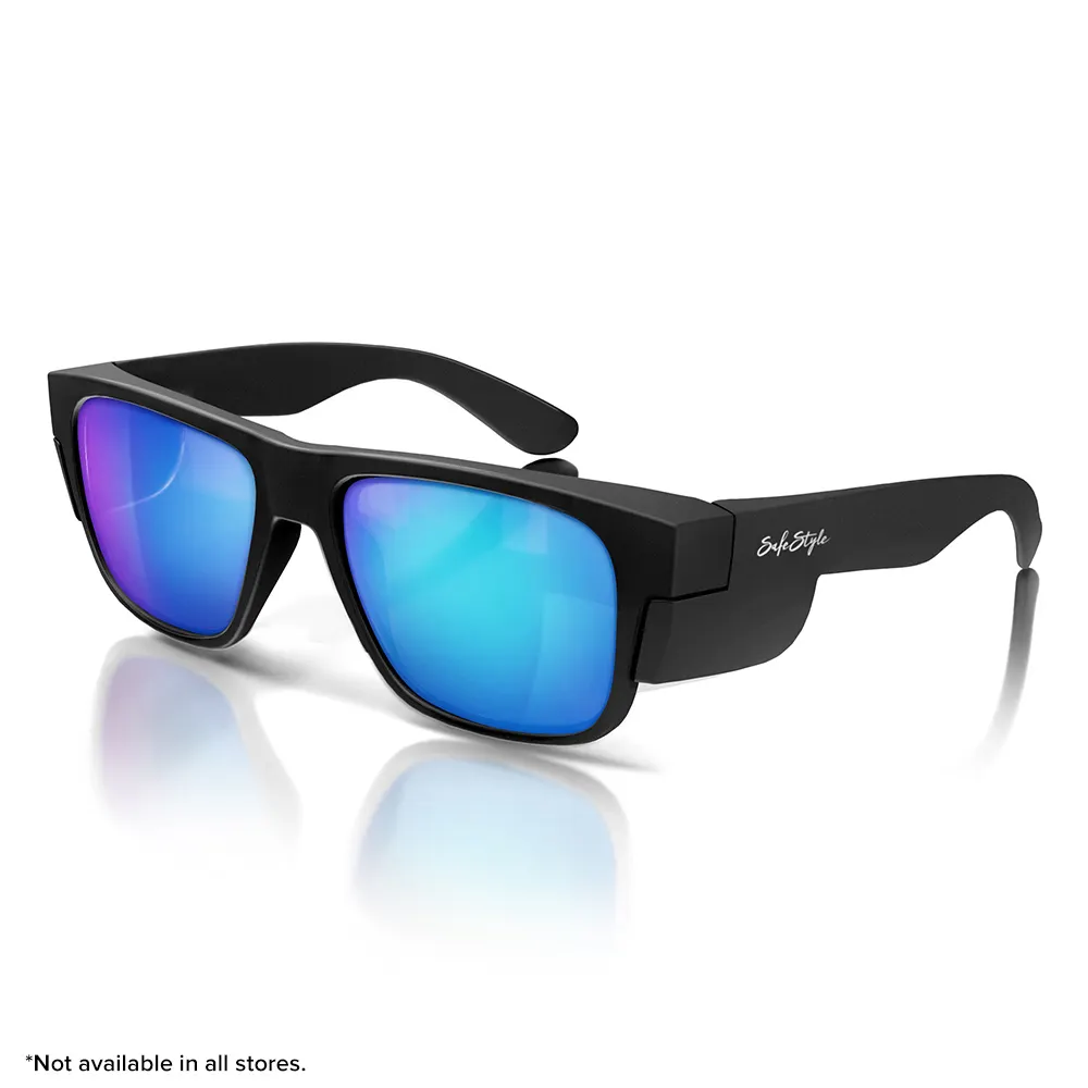 SAFESTYLE Fusions Matte Black Frame Mirror Blue Polarised Lens UV400 FMBBP100
