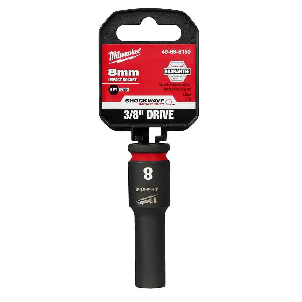 MILWAUKEE SHOCKWAVE 3/8" Drive 8mm Deep 6 Point Impact Socket 49666150