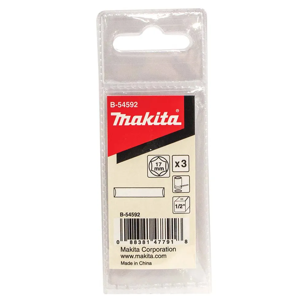 MAKITA Pin Set 1/2 Impact Socket 17mm - 3 Piece B-54592
