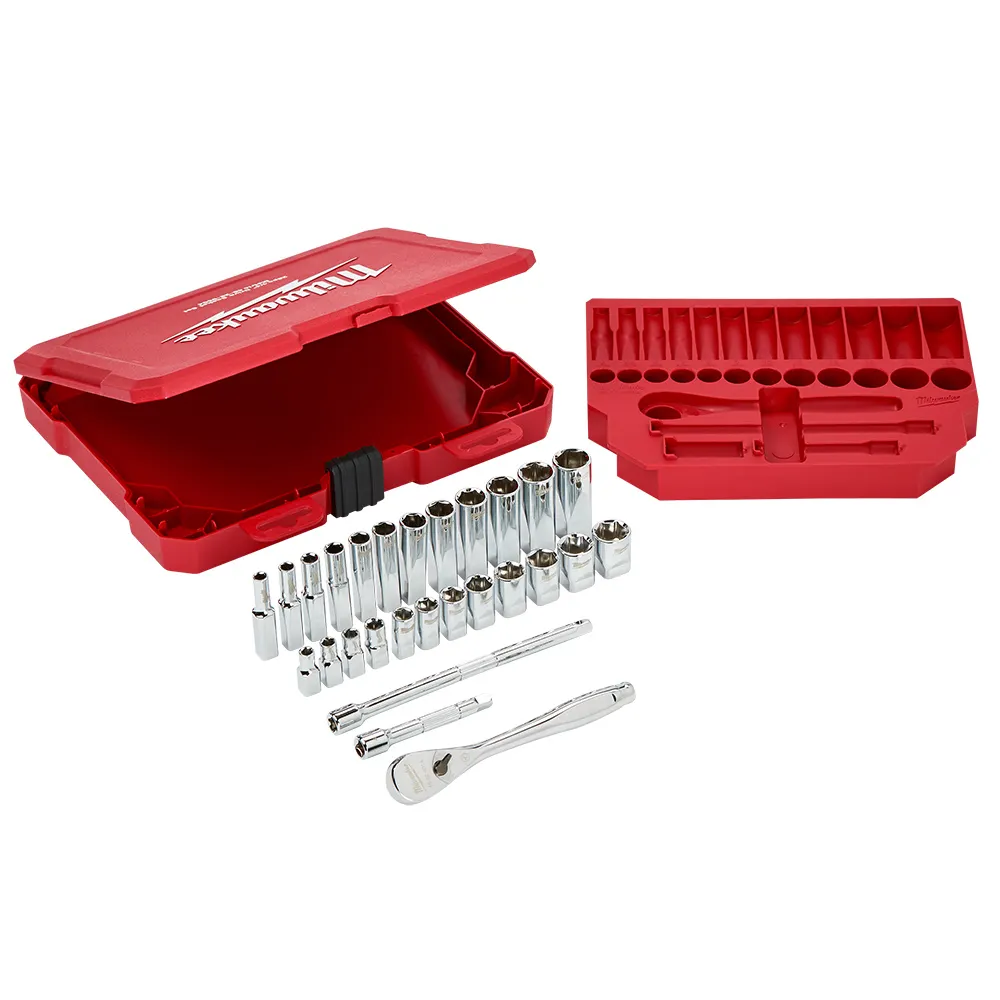 MILWAUKEE 28pc 1/4inch Drive Metric Ratchet & Socket Set 48229504