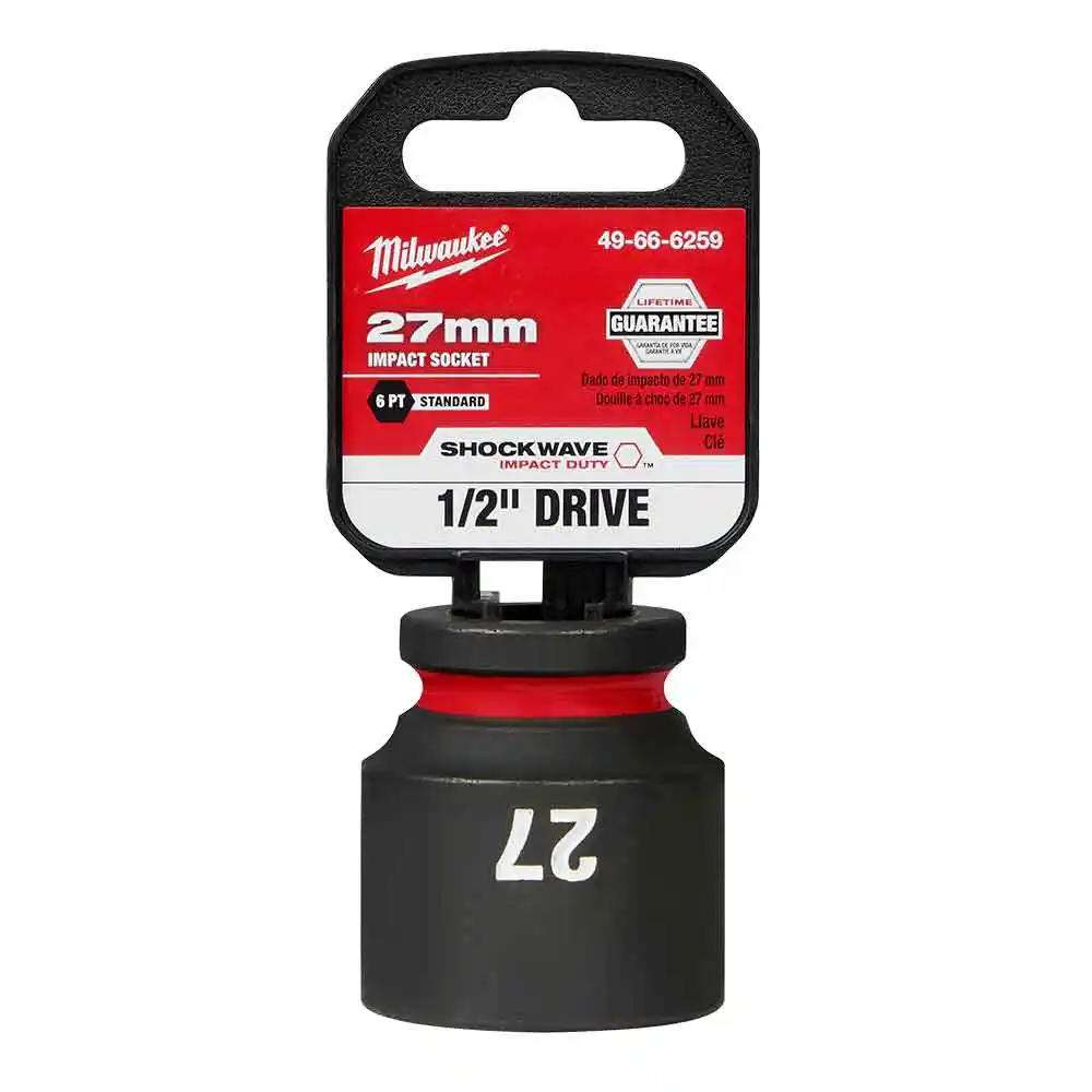 MILWAUKEE SHOCKWAVE 1/2" Drive 27mm Standard 6 Point Impact Socket 49666259