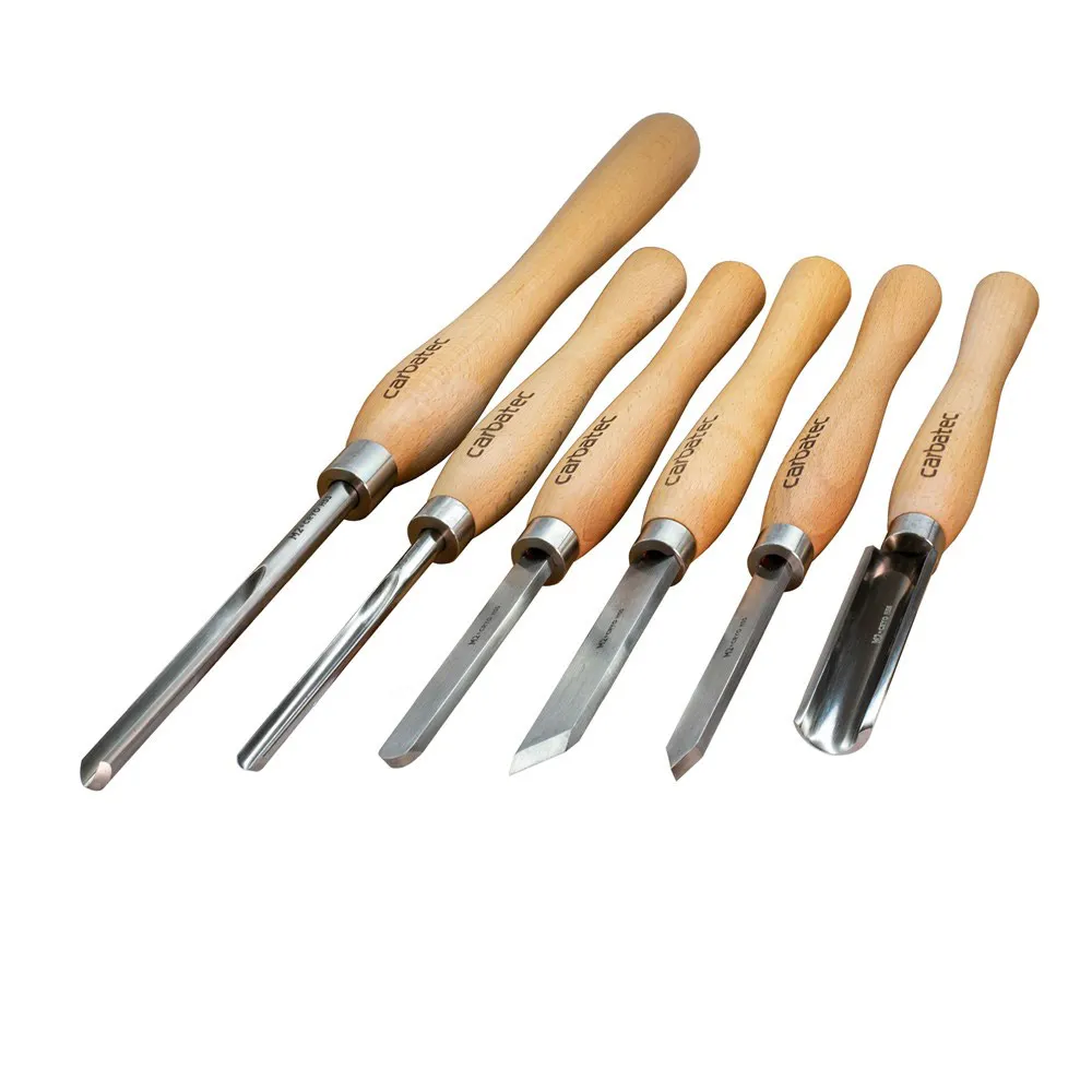 CARBATEC 6 Piece Cryogenic M2 HSS Medium Woodturning Chisel Set CT-WTC-6S-CRYO