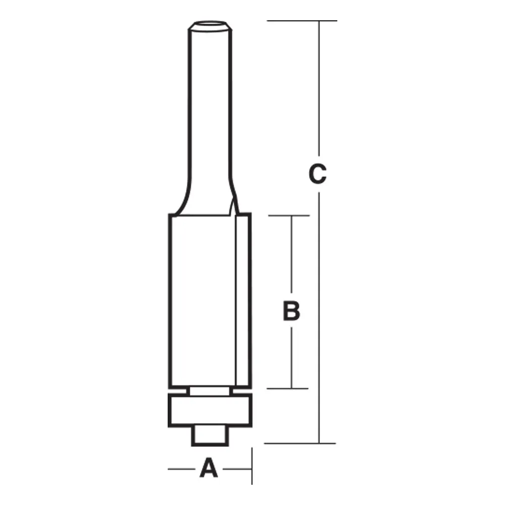 CARBITOOL Router Bit TCT Flush Trim w.Bearing 3/8inch -Diameter 1/4inch -Shank T 8012 B