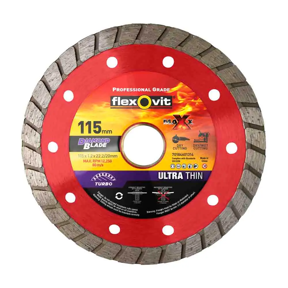 FLEXOVIT 115mm Turbo Diamond Blade for General Purpose Cutting 70184601314