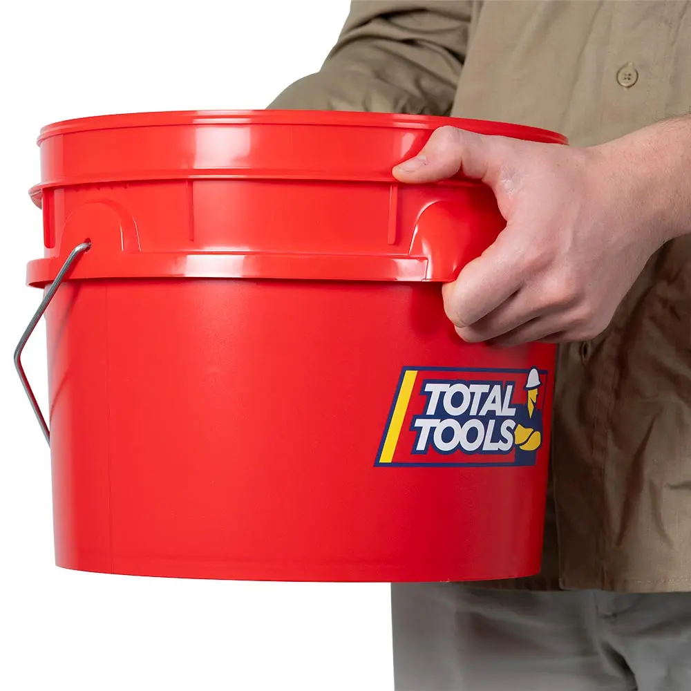 TOTAL TOOLS 10L Plastic Bucket With Handle Tradie - No Lid Red TB10L