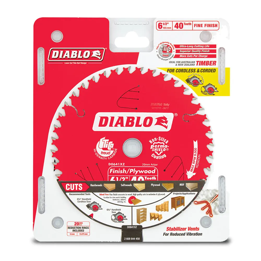 DIABLO 165mm 40T Fine Finish Saw Blade 2608644458