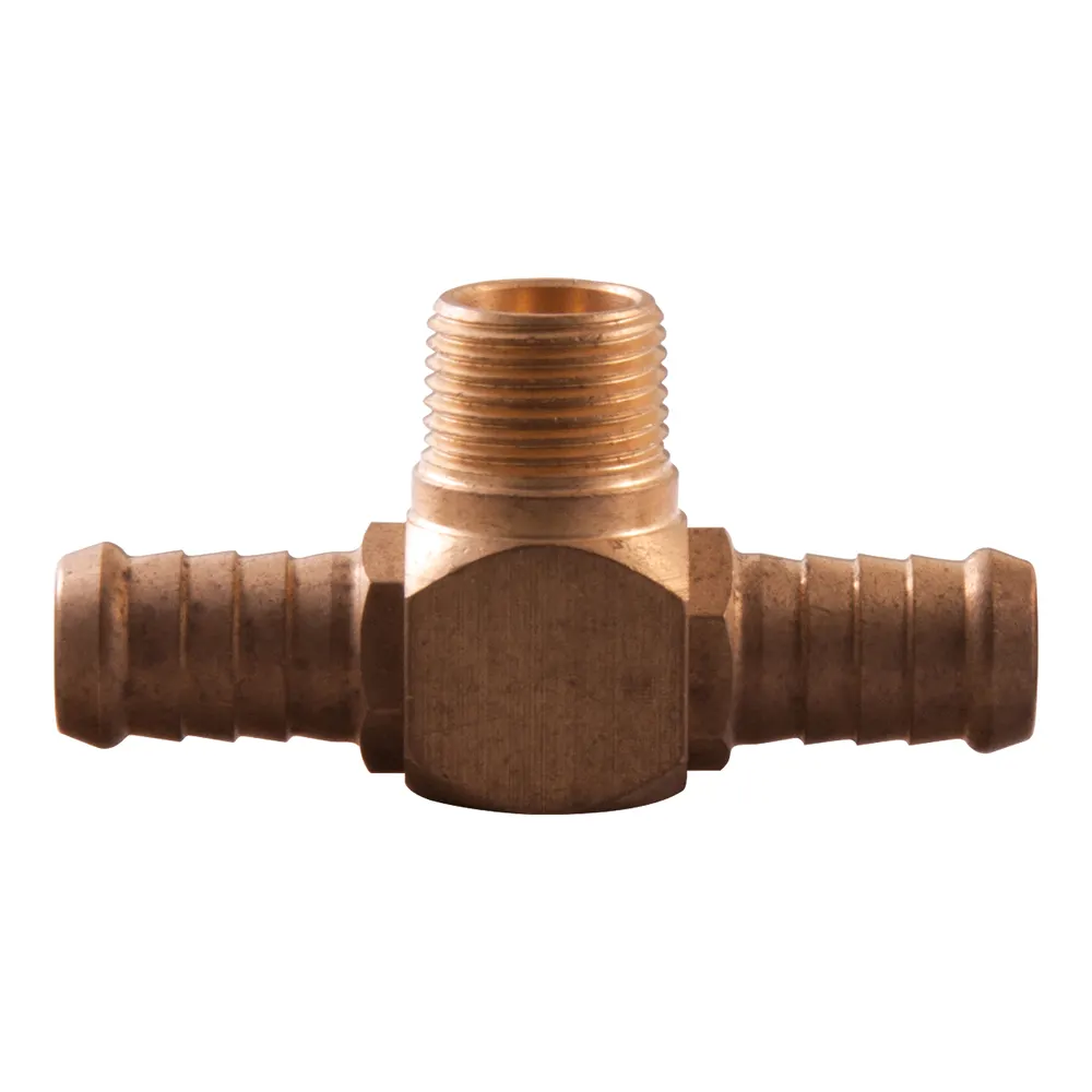 SONSBEEK T-PIECE 3/8inch BSP MALE 1/2inch BARB BRASS, CARDED