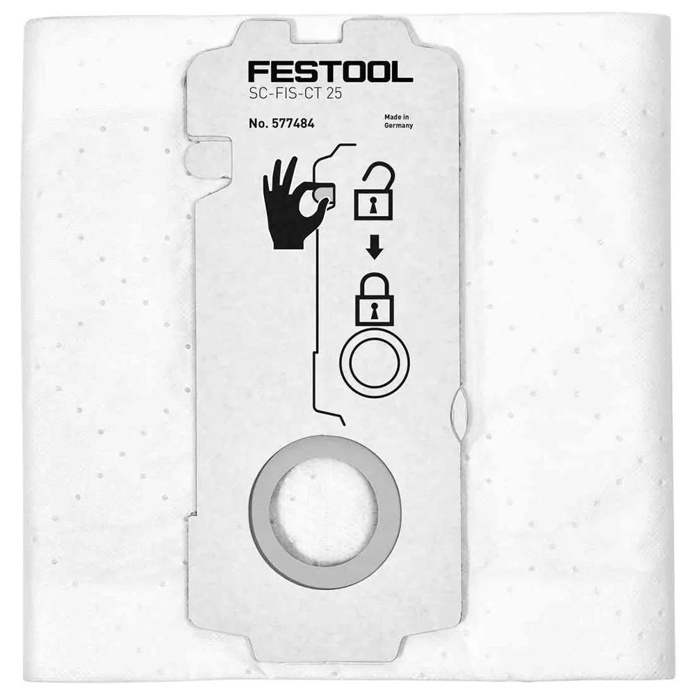 FESTOOL Replacement Selfclean Filter Bags for CT 25 - 5 Pack 577484