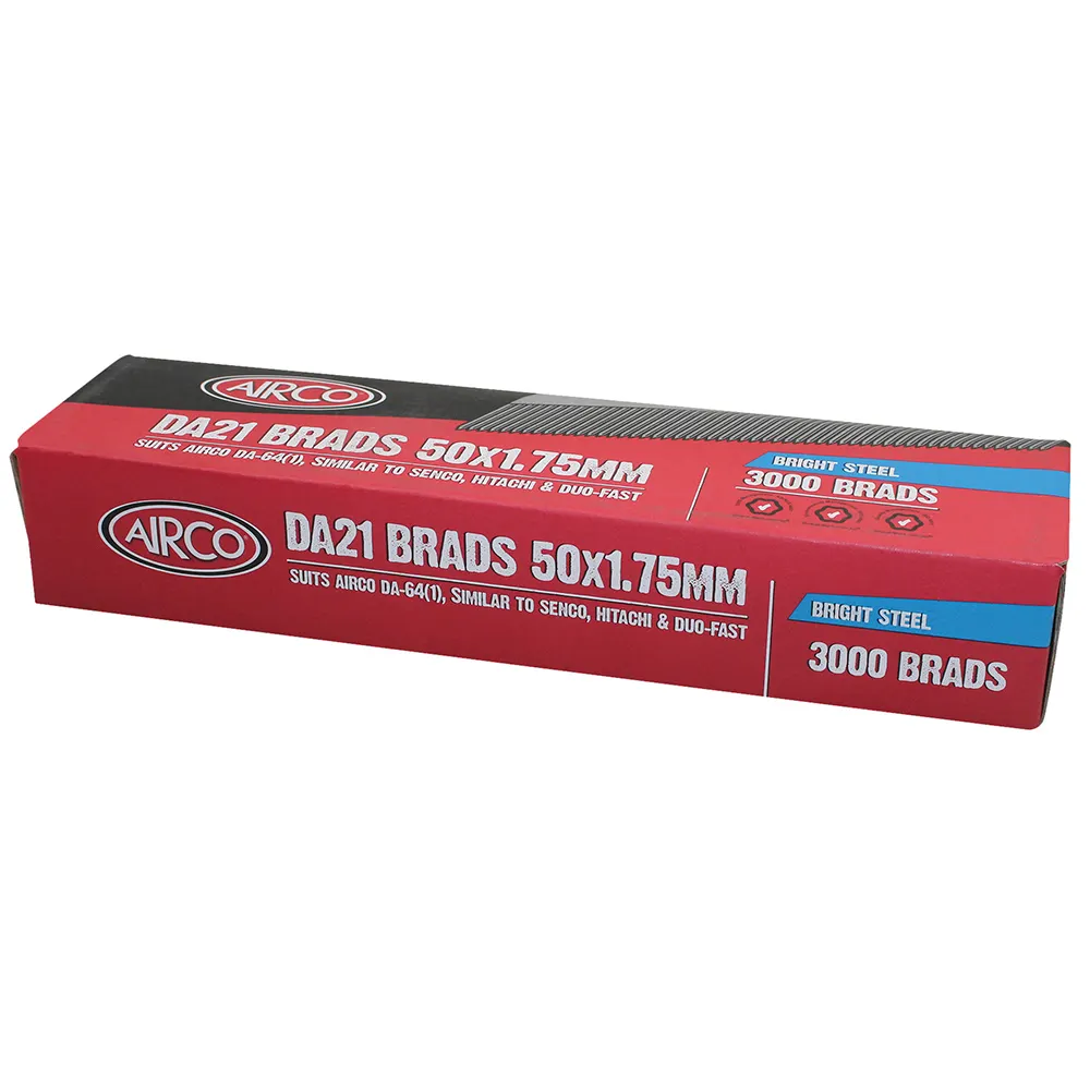 AIRCO DA Series Bright Steel Brad Nails - 50 x 1.8mm BD21500