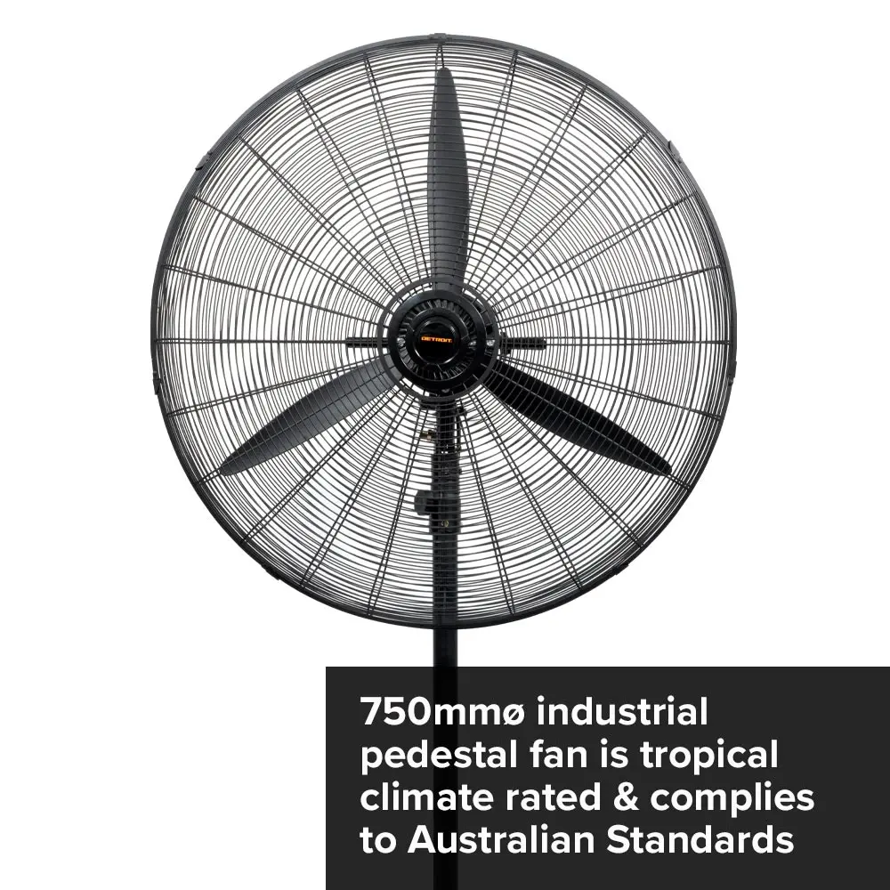 DETROIT 750mm Industrial Pedestal Fan DFS75