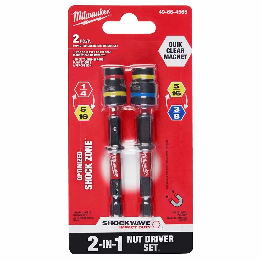 MILWAUKEE SHOCKWAVE QUIK-CLEAR 2-in-1 Magnetic Nut Driver 2 Piece Set 49664568