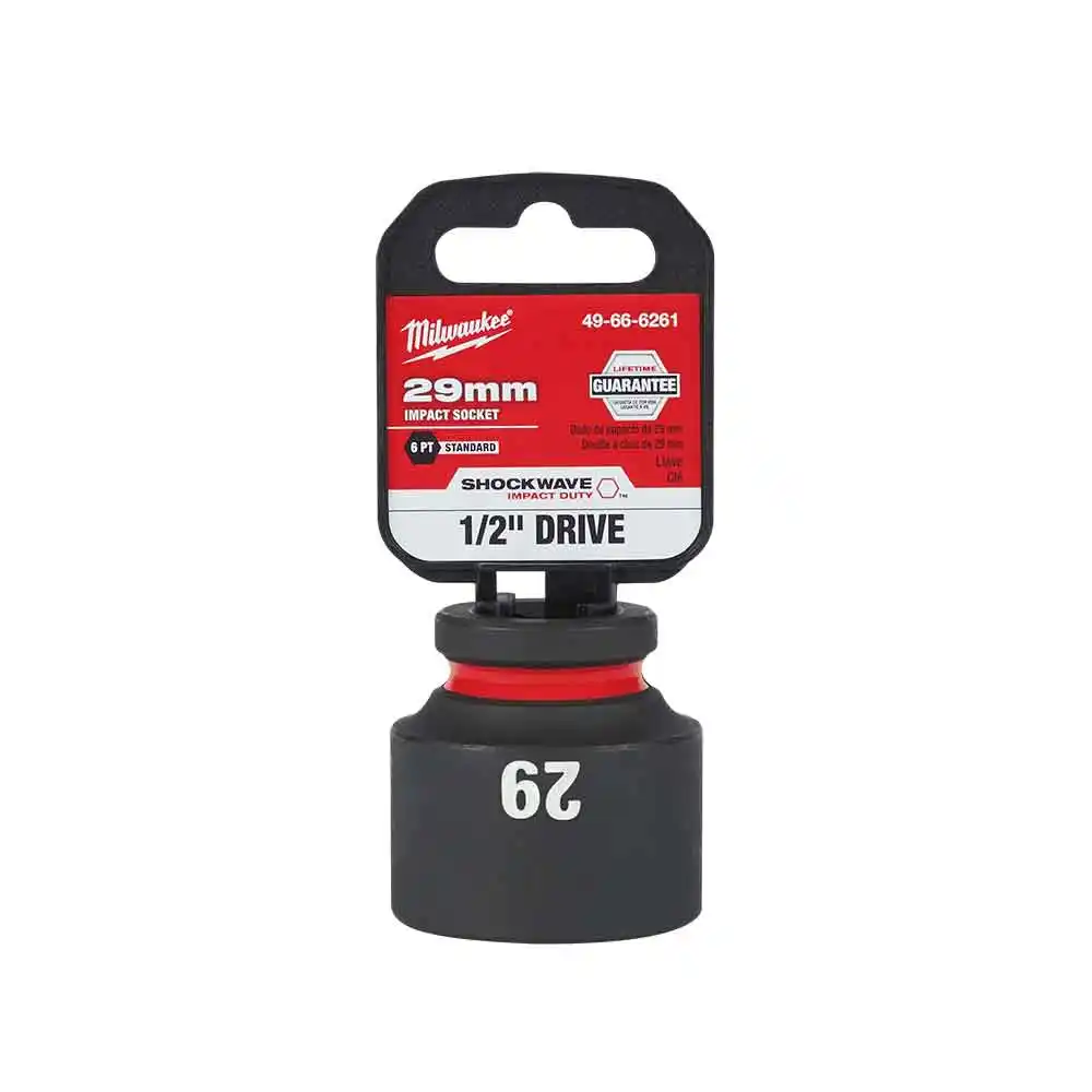 MILWAUKEE SHOCKWAVE 1/2" Drive 29mm Standard 6 Point Impact Socket 49666261