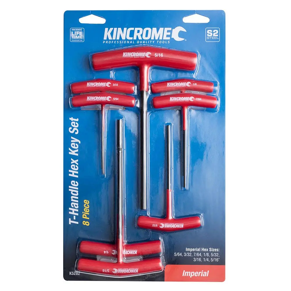 KINCROME 5/64-5/16inch T-Handle Hex Ket Set Imperial - 8 Piece K5282