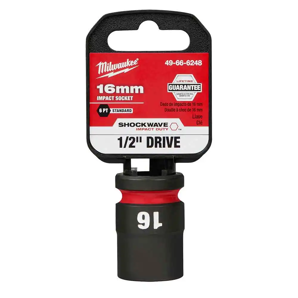 MILWAUKEE SHOCKWAVE 1/2" Drive 16mm Standard 6 Point Impact Socket 49666248