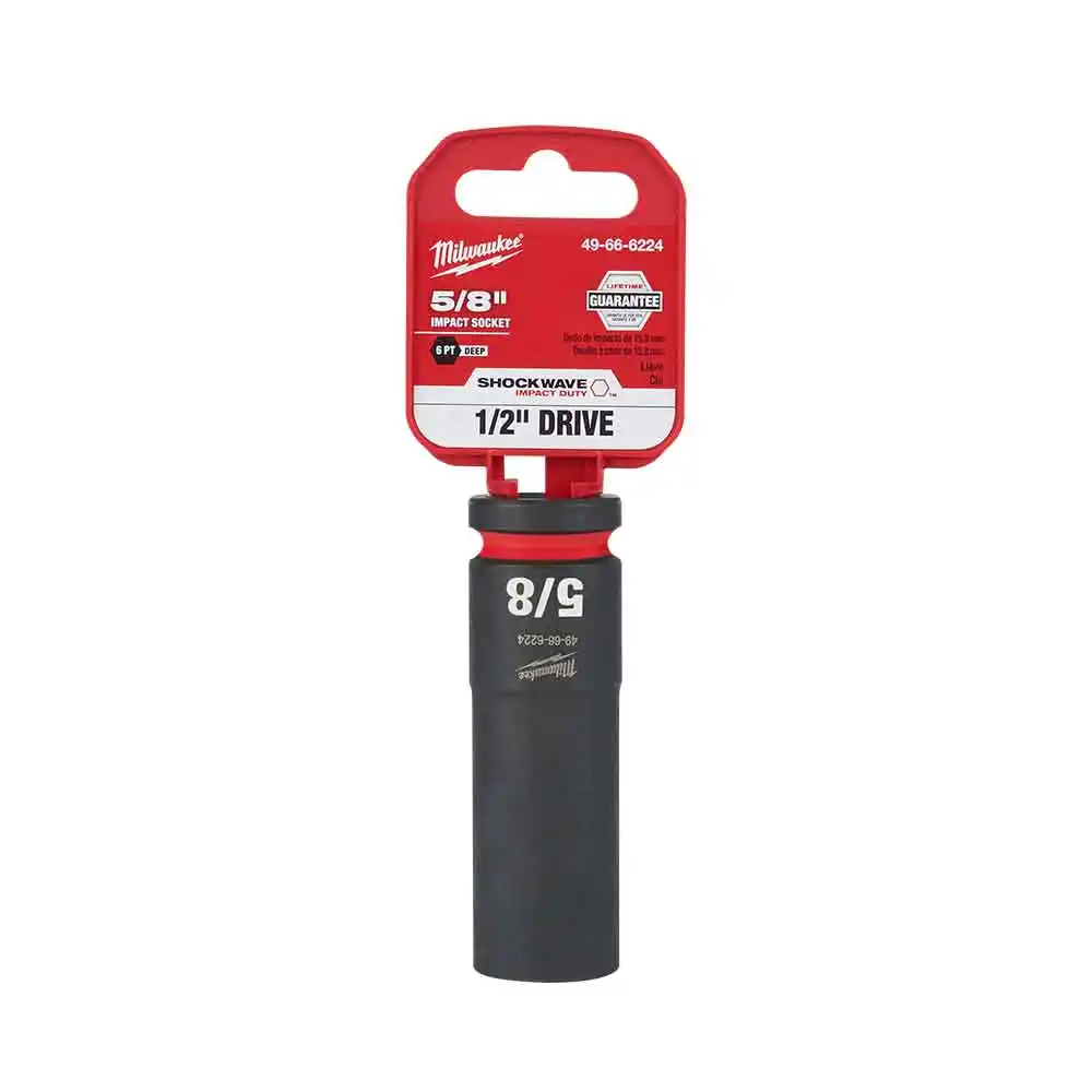 MILWAUKEE SHOCKWAVE 1/2" Drive 5/8" Deep 6 Point Impact Socket 49666224
