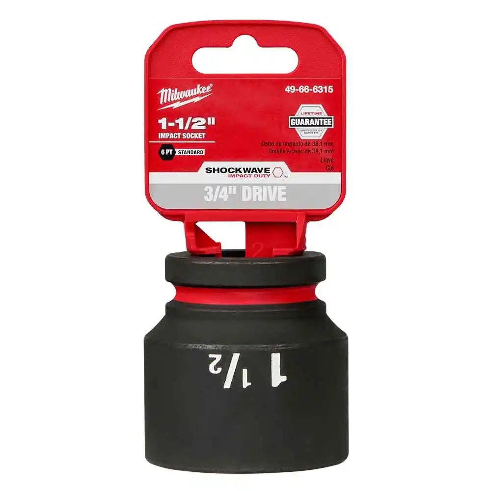 MILWAUKEE SHOCKWAVE 3/4" Drive 1-1/2" Standard 6 Point Impact Socket 49666315